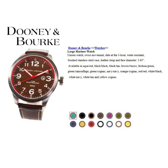 New, Dooney & Bourke Large Faced Mariner Leather Swiss Made Watch, Unisex - Picture 5 of 16